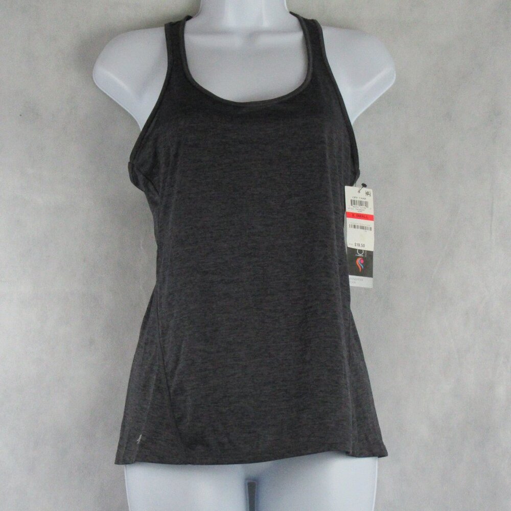 Ideology Women's Activewear Heathered Racerback Tank Top, Noir Black